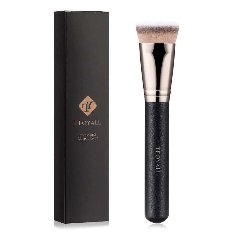 TEOYALL Flat Top Contour Brsuh Soft Dense Synthetic Bristles Sculpt Contour Blending Buffing Brush For Liquid Cream Contour Bronzer